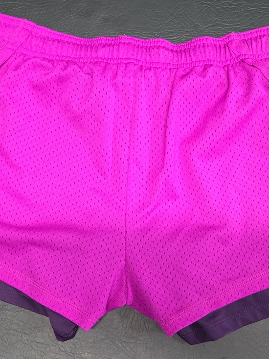**Champion Women’s Athletic Mesh Shorts in Hot Pink with Dark Purple Trim** - Picture 3 of 3